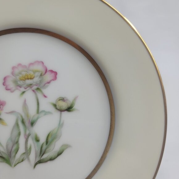 FOUR Mikado Harmony Bread Plates Cream Rim Pink Floral Center - Picture 4 of 12